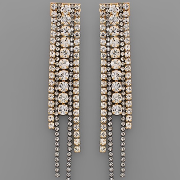 Crystal Fringe Earrings - Picture 1 of 2
